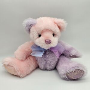 First & Main Teddy Bear Plush CAITLYN Pink & Lavender Stuffed Animal Toy 1684 8"